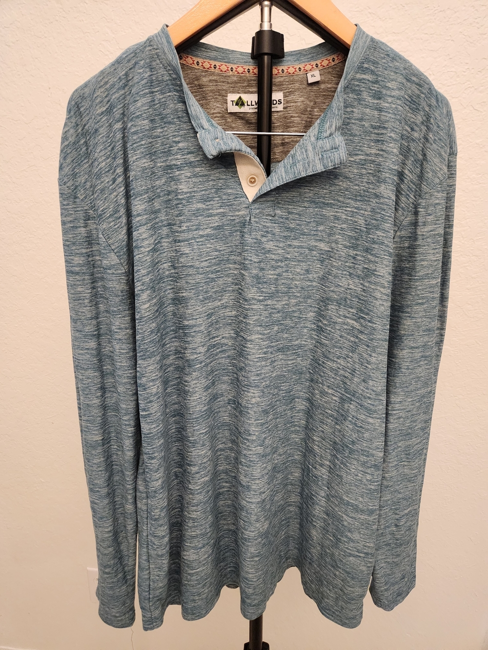 Tallwoods Heather Teal Long Sleeve Polo — Size XL